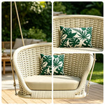 SOLARA Outdoor Hanging Basket Chair with PE Rattan Weaving & Waterproof Cushion, Nordic Swing Chair for Balcony Garden Patio Poolside