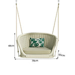 SOLARA Outdoor Hanging Basket Chair with PE Rattan Weaving & Waterproof Cushion, Nordic Swing Chair for Balcony Garden Patio Poolside
