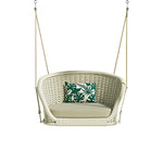 SOLARA Outdoor Hanging Basket Chair with PE Rattan Weaving & Waterproof Cushion, Nordic Swing Chair for Balcony Garden Patio Poolside