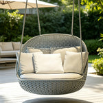 SOLARA Hanging Basket Sofa with Aluminium Frame & Handwoven PE Rattan, Comfortable Swing Chair for Outdoor Balcony Garden Patio