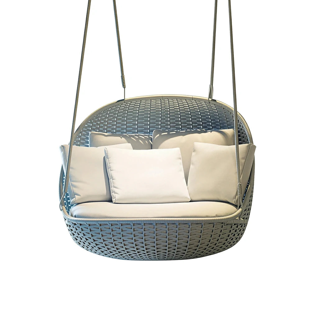 SOLARA Hanging Basket Sofa with Aluminium Frame & Handwoven PE Rattan, Comfortable Swing Chair for Outdoor Balcony Garden Patio