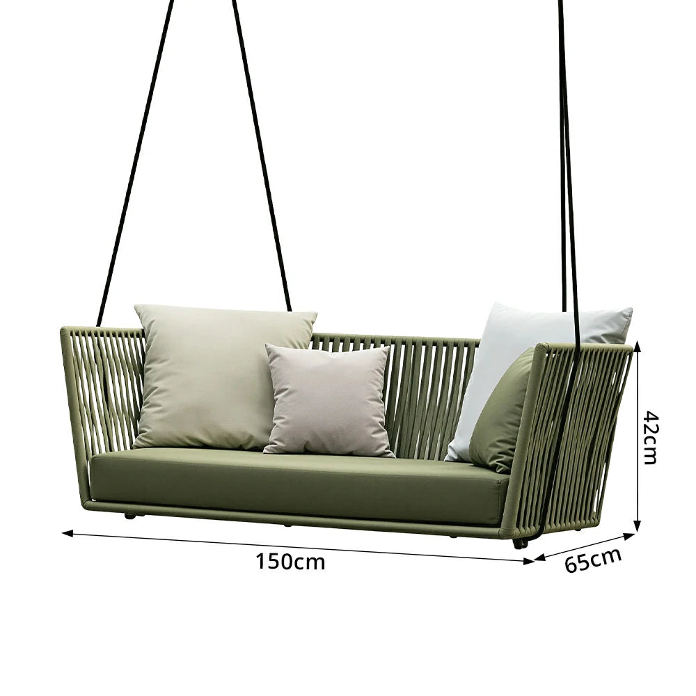 SOLARA Outdoor Swing Basket Chair with Handwoven PE Rattan & High-Density Cushion, Hanging Lounge Chair for Balcony Garden Patio Poolside