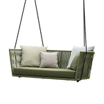 SOLARA Outdoor Swing Basket Chair with Handwoven PE Rattan & High-Density Cushion, Hanging Lounge Chair for Balcony Garden Patio Poolside