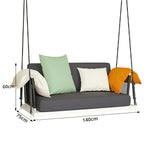 SOLARA Double Hanging Swing Chair Aluminium Frame Handwoven PE Rope Water Resistant Cushion Outdoor Lounge Chair for Balcony Bedroom Patio - Blue