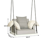 SOLARA Hanging Swing Chair Aluminium Frame Handwoven PE Rope Water Resistant Cushion Single Outdoor Lounge Chair for Balcony Bedroom Patio - Grey