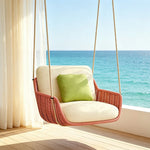 SOLARA Hanging Chair with PE Rope Weaving Aluminium Alloy Frame High Rebound Cushion Single Double Swing Chair for Balcony Bedroom Living Room - Pink