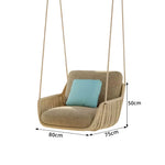 SOLARA Hanging Chair with PE Rope Weaving Aluminium Alloy Frame High Rebound Cushion Single Double Swing Chair for Balcony Bedroom Living Room - Coffee