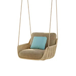 SOLARA Hanging Chair with PE Rope Weaving Aluminium Alloy Frame High Rebound Cushion Single Double Swing Chair for Balcony Bedroom Living Room - Coffee