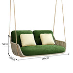 SOLARA Double Hanging Chair with PE Rope Weaving Aluminium Alloy Frame High Rebound Cushion Swing Chair for Balcony Bedroom Living Room - Grey&Green