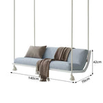 SOLARA Double Hanging Sofa with Aluminium Alloy Frame Water Resistant Fabric High Rebound Cushion Swing Chair for Balcony Living Room Bedroom - White&Blue