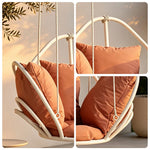 SOLARA Flower Basket Hanging Chair with Aluminium Alloy Frame Plush Cushion High Rebound Seat Compact Swing Chair for Living Room Balcony Garden - White&Red
