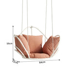 SOLARA Flower Basket Hanging Chair with Aluminium Alloy Frame Plush Cushion High Rebound Seat Compact Swing Chair for Living Room Balcony Garden - White&Red