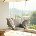 SOLARA Flower Basket Hanging Chair with Aluminium Alloy Frame Plush Cushion High Rebound Seat Compact Swing Chair for Living Room Balcony Garden - Grey
