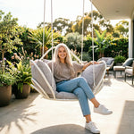 SOLARA Flower Basket Hanging Chair with Aluminium Alloy Frame Plush Cushion High Rebound Seat Compact Swing Chair for Living Room Balcony Garden - Grey