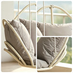 SOLARA Flower Basket Hanging Chair with Aluminium Alloy Frame Plush Cushion High Rebound Seat Compact Swing Chair for Living Room Balcony Garden - Grey