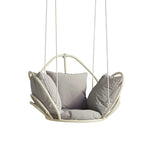 SOLARA Flower Basket Hanging Chair with Aluminium Alloy Frame Plush Cushion High Rebound Seat Compact Swing Chair for Living Room Balcony Garden - Grey