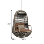 SOLARA Premium Outdoor Hanging Basket Chair with Aluminium Frame Weather Resistant Rope Water Repellent Cushion Swing Chair for Balcony Garden Patio - Brown