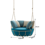 SOLARA Minimalist Hanging Basket Chair with Premium Woven Rope Aluminium Frame Waterproof Cushion Swing Chair for Balcony Garden Patio Indoor Leisure - Blue