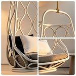 SOLARA Simple Hanging Basket Chair with PE Rattan Weaving Aluminium Alloy Frame Soft Cushion Swing Chair for Balcony Garden Patio Living Room