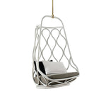 SOLARA Simple Hanging Basket Chair with PE Rattan Weaving Aluminium Alloy Frame Soft Cushion Swing Chair for Balcony Garden Patio Living Room