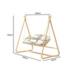 SOLARA Double Hanging Swing Sofa with Handwoven Rattan Seat Triangle Support Frame Comfortable Cushion for Indoor Outdoor Leisure Space