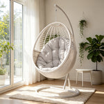 SOLARA Egg Hanging Chair with PE Wicker Design Strong Steel Frame Thick Cushion Shock Absorbing Hook for Indoor Outdoor Leisure Spaces