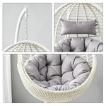 SOLARA Egg Hanging Chair with PE Wicker Design Strong Steel Frame Thick Cushion Shock Absorbing Hook for Indoor Outdoor Leisure Spaces