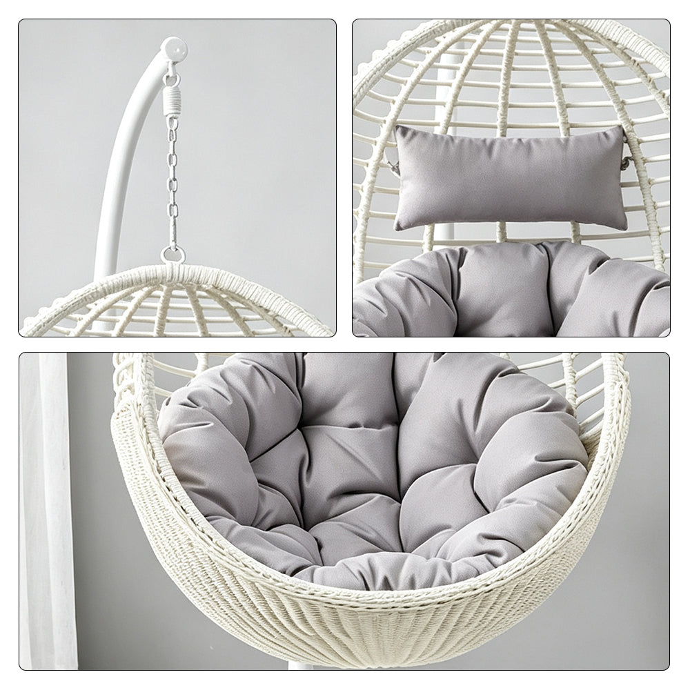 SOLARA Egg Hanging Chair with PE Wicker Design Strong Steel Frame Thick Cushion Shock Absorbing Hook for Indoor Outdoor Leisure Spaces