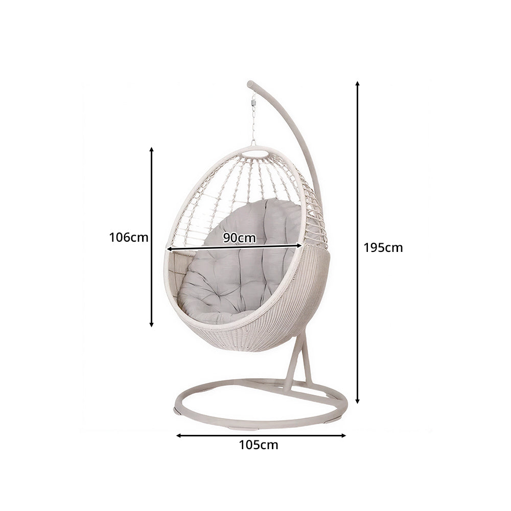 SOLARA Egg Hanging Chair with PE Wicker Design Strong Steel Frame Thick Cushion Shock Absorbing Hook for Indoor Outdoor Leisure Spaces