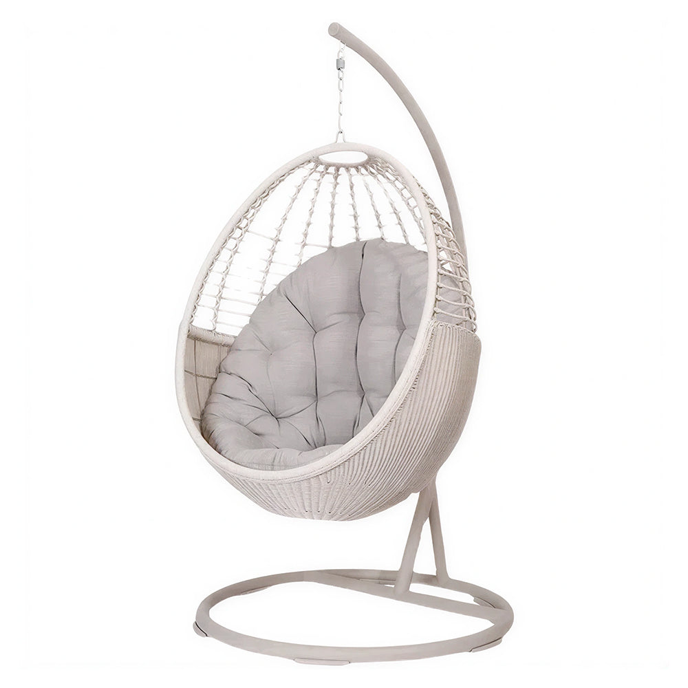 SOLARA Egg Hanging Chair with PE Wicker Design Strong Steel Frame Thick Cushion Shock Absorbing Hook for Indoor Outdoor Leisure Spaces