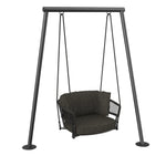 SOLARA Double Outdoor Swing Chair with Woven Rattan Seat Stable Frame Soft Cushion Hanging Swing Sofa for Garden Patio Balcony