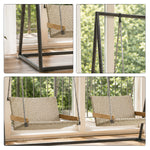 SOLARA Double Hanging Swing Sofa with Comfortable Wicker Seat Strong Support Frame Outdoor Relaxation Chair for Family Garden Patio