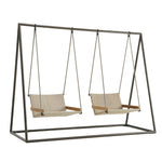 SOLARA Double Hanging Swing Sofa with Comfortable Wicker Seat Strong Support Frame Outdoor Relaxation Chair for Family Garden Patio