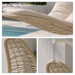 SOLARA Nest Hanging Basket Chair with PE Rattan Thick Steel Frame Large Round Base Soft Cushion Adjustable Height for Indoor Outdoor Leisure - White