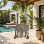 SOLARA Outdoor Hanging Chair Hand-Woven Rope Aluminium Frame with Cushion for Balcony Patio Garden