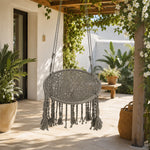 SOLARA Outdoor Hanging Chair Hand-Woven Rope Aluminium Frame with Cushion for Balcony Patio Garden
