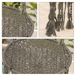 SOLARA Outdoor Hanging Chair Hand-Woven Rope Aluminium Frame with Cushion for Balcony Patio Garden