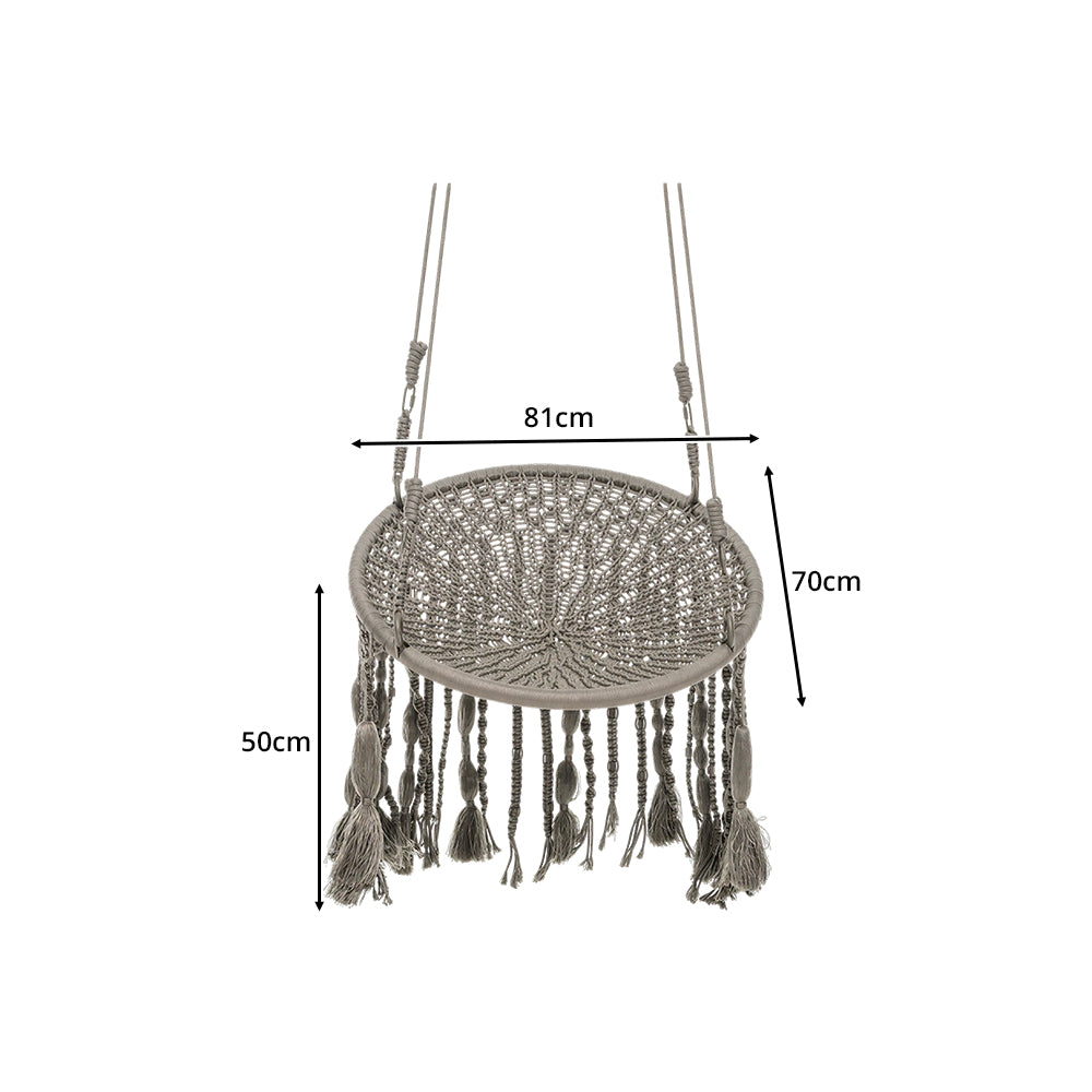 SOLARA Outdoor Hanging Chair Hand-Woven Rope Aluminium Frame with Cushion for Balcony Patio Garden