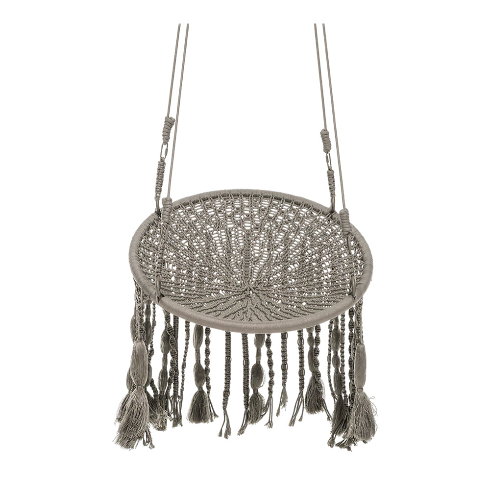SOLARA Outdoor Hanging Chair Hand-Woven Rope Aluminium Frame with Cushion for Balcony Patio Garden