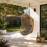 SOLARA Outdoor Hanging Egg Chair Hand-Woven PE Rattan Aluminium Frame with Cushion for Balcony Patio Garden