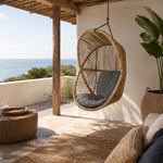 SOLARA Outdoor Hanging Egg Chair Hand-Woven PE Rattan Aluminium Frame with Cushion for Balcony Patio Garden