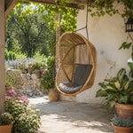 SOLARA Outdoor Hanging Egg Chair Hand-Woven PE Rattan Aluminium Frame with Cushion for Balcony Patio Garden