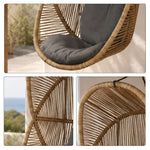 SOLARA Outdoor Hanging Egg Chair Hand-Woven PE Rattan Aluminium Frame with Cushion for Balcony Patio Garden