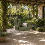 SOLARA Nordic Hanging Chair Hand-Woven Rope PE Rattan with Soft Cushion for Balcony Patio Garden - Green