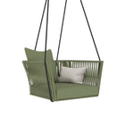 SOLARA Nordic Hanging Chair Hand-Woven Rope PE Rattan with Soft Cushion for Balcony Patio Garden - Green