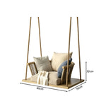 SOLARA Nordic Hanging Chair Solid Wood Seat PE Rattan with Soft Cushion for Balcony Bedroom Patio - Coffee