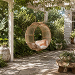 SOLARA Large Hanging Basket Chair Hand-Woven PE Rattan with Soft Cushion for Balcony Bedroom Patio Garden