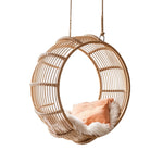 SOLARA Large Hanging Basket Chair Hand-Woven PE Rattan with Soft Cushion for Balcony Bedroom Patio Garden