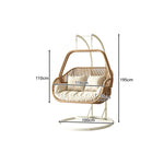 SOLARA Double Hanging Egg Chair with Stand Hand-Woven PE Rattan Soft Cushion for Balcony Patio Garden - Brown