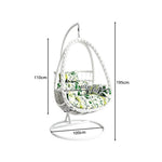 SOLARA Single Rattan Hanging Chair with Stable Base Double Chain and Thick Cushion for Indoor Outdoor Use - White